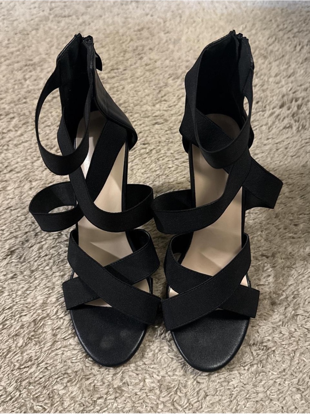 SHEIN Black Crisscross Strap High Heels